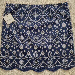 NWT Laundry by Shelli Segal blue white bandana print Midnight pencil shirt Large